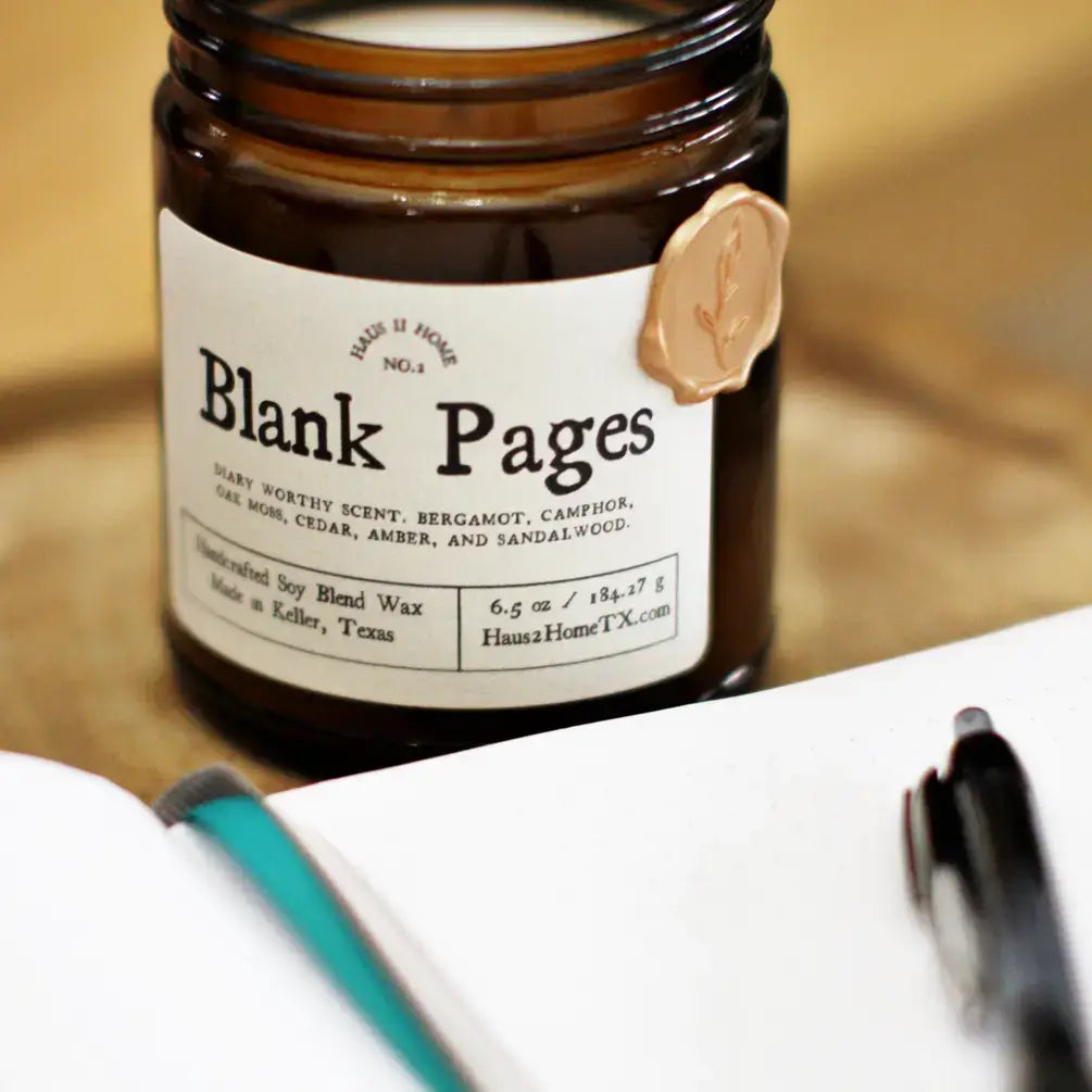 Hand-Poured Candle - Blank Pages