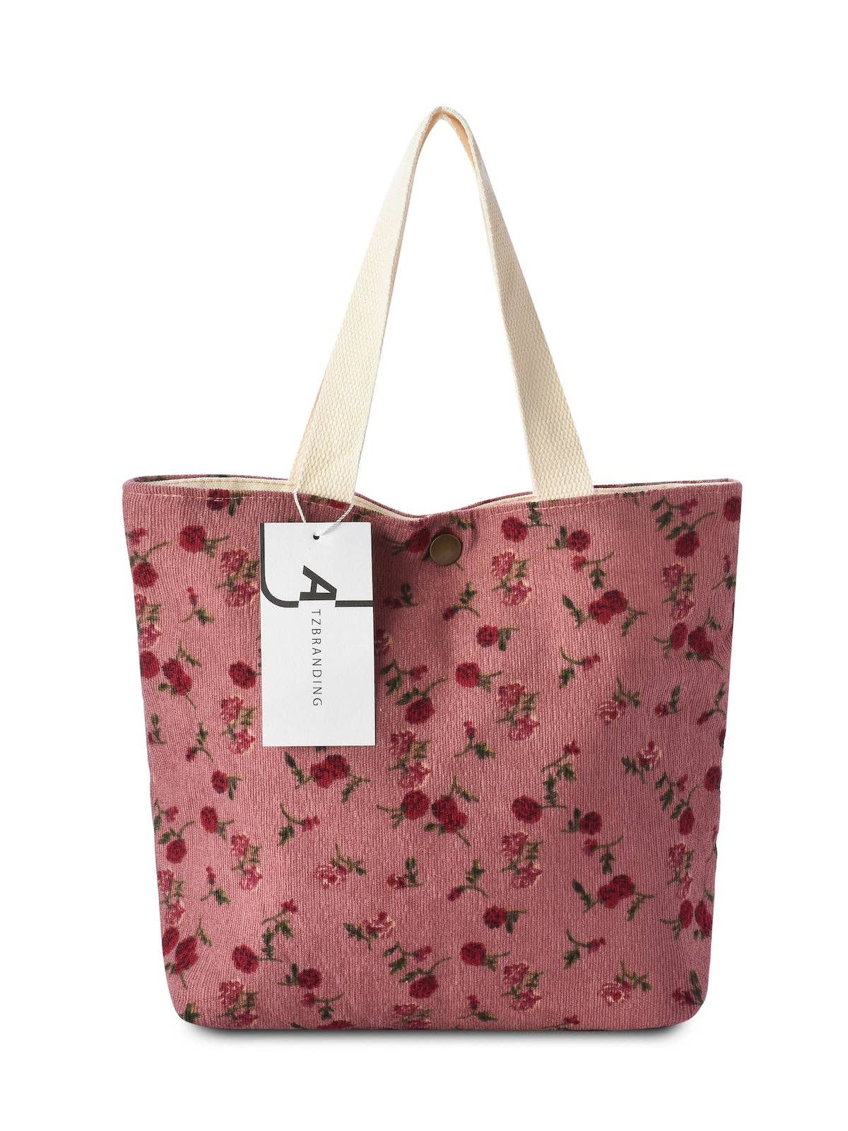 Cosbai - Vintage Artistic Floral Corduroy Tote