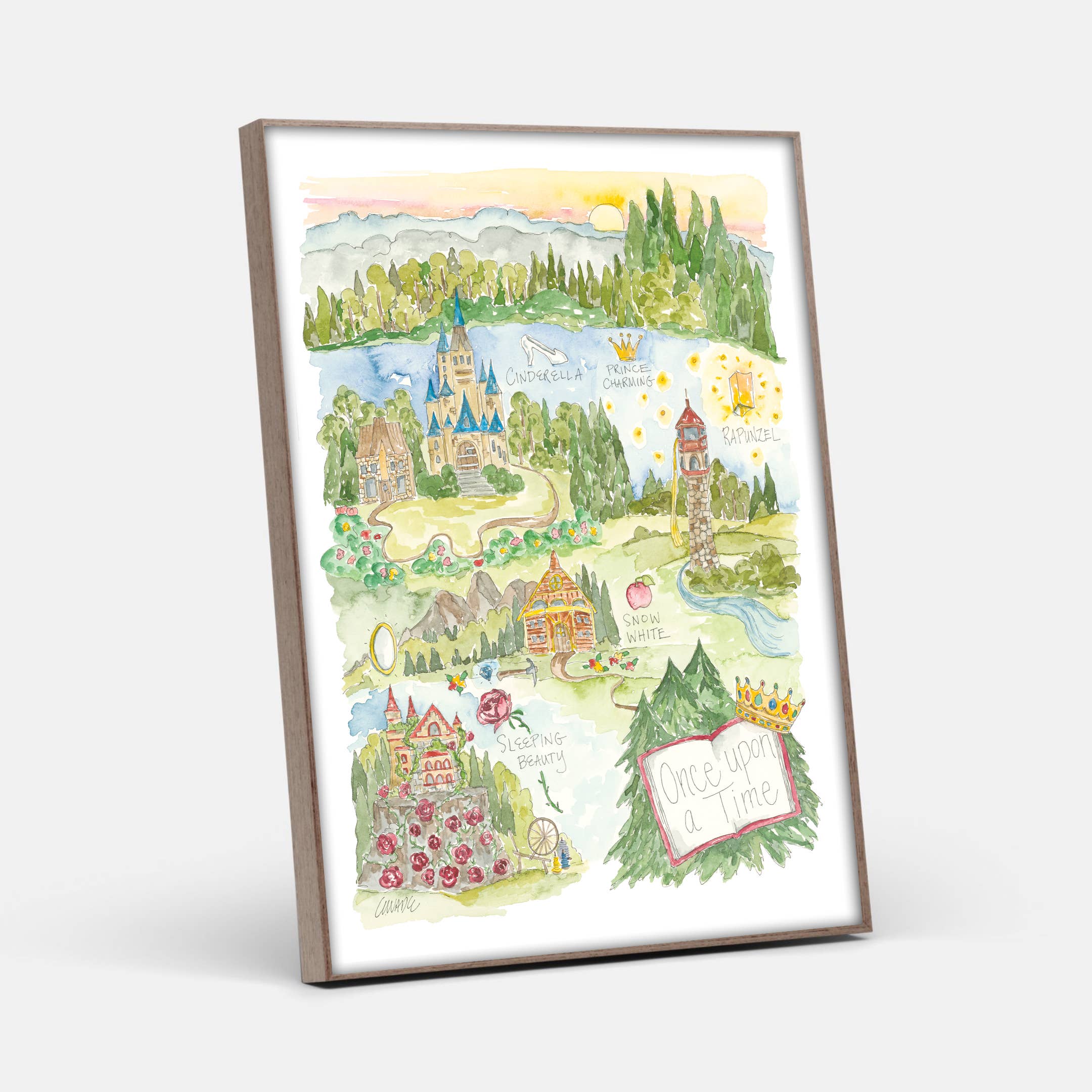 Once Upon a Time Princess Watercolor Story Map Print