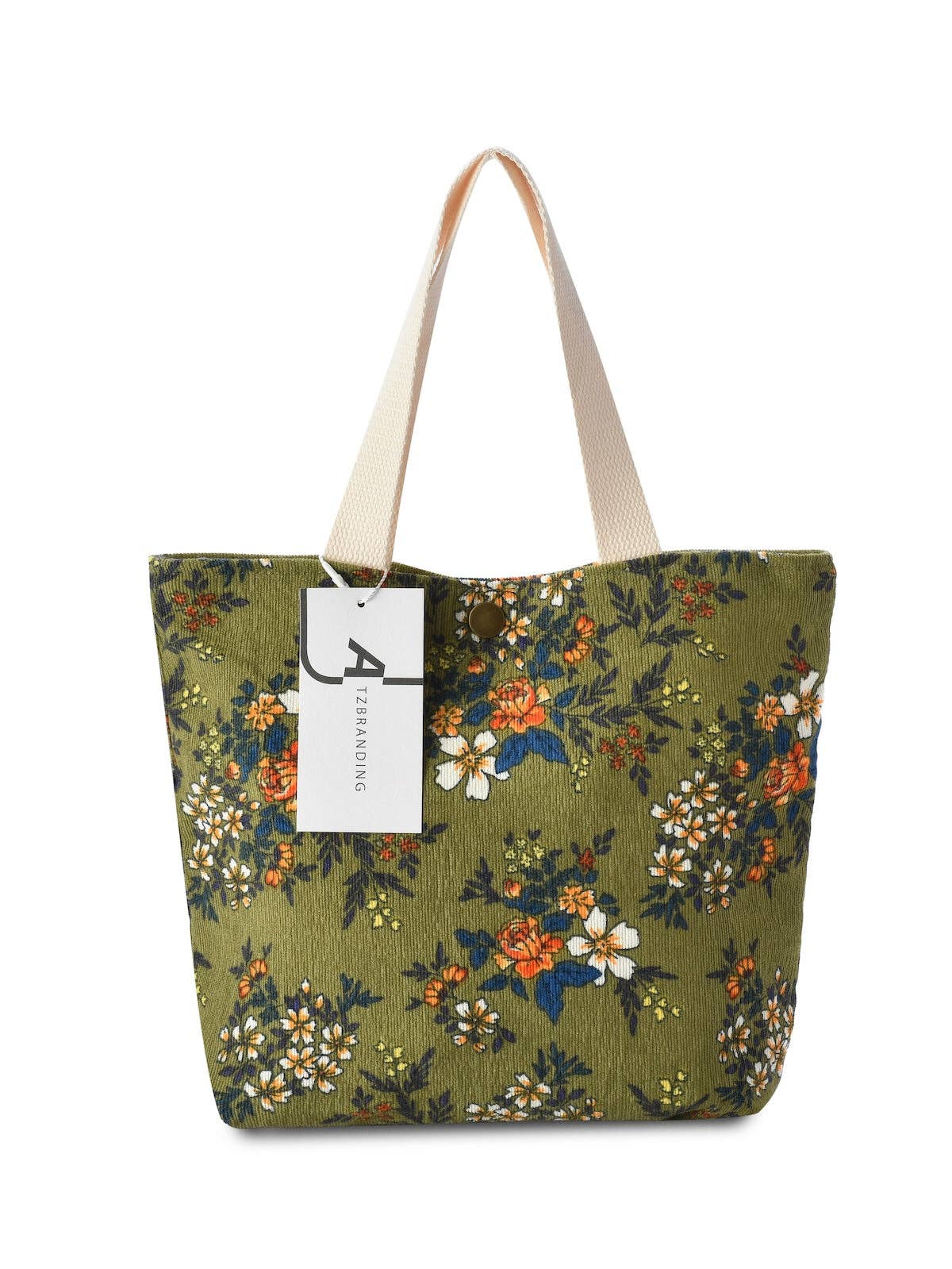 Cosbai - Vintage Artistic Floral Corduroy Tote