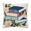 Book Stack w/Flowers Hook Pillow