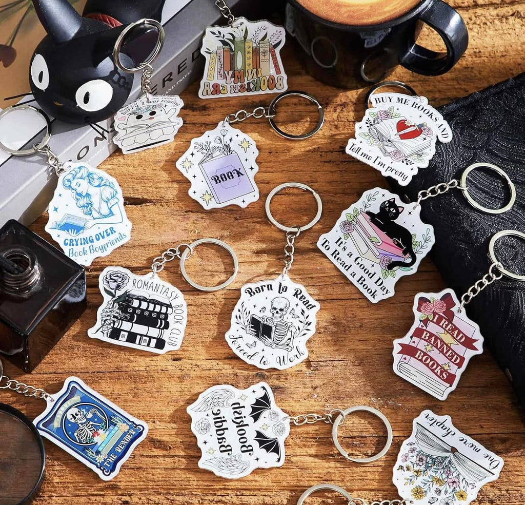 Book theme acrylic keychains